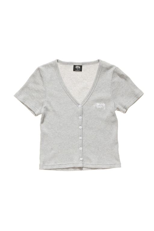 Stussy Womens Hudson Waffle T Shirt Grey - OYPZW8619